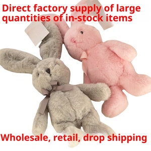 Peluche artisanale mignonne pour couple, lapin rose et lapin violet avec nœud papillon, rembourrée en coton PP, 25/35 cm - Product Image 6