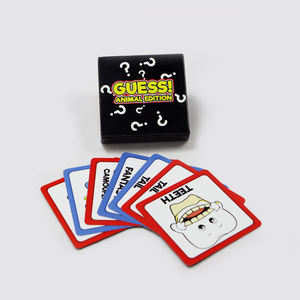 Tarjeta de juego de adivinanzas divertida impresa personalizada, juego de cartas educativas para niños, tarjetas de papel con patrón de animales de dibujos animados Engliah - Product Image 1