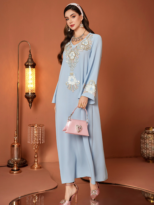 new Middle East Muslim robe women's long dress Dubai women's clothing party travel elegant evening dress dress main image 1