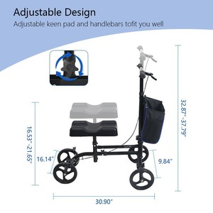 Knee <b>Scooter</b> Folding Mobility Aid With Adjustable <b>Handlebar</b> And Soft Knee Pad For Single Leg Injury Rehabilitation - Product Image 3