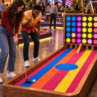 Портативный мини-гольф на 9 отверстий Four in Row Golf Challenge: Коммерческое металлическое оборудование для игры в патт-гольф, для семейных развлекательных центров
