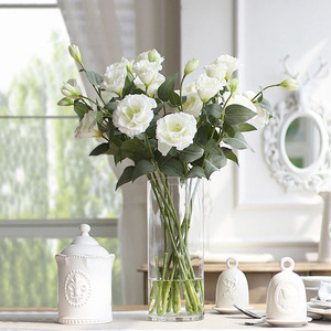 Flores de <span class=keywords><strong>Eustoma</strong></span> de 4 Cabezas, Flores de Seda de Alta Calidad, Ramos Secos para Decoración del Hogar y Bodas, Flores Artificiales para Bodas - Product Image 2