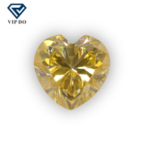 5*5-9*9mm coeur coupe placage jaune lâche Moissanite diamant coupe à facettes couleur jaune clair Moissanite gemmes pour la fabrication de bijoux