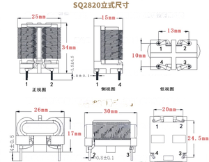 ตัวกรองกระแสสูงแบบลวดแบนชนิดคอมมอนโมด รุ่น SQ2418 SQ2820-5mH 10mH 20mH - Product Image 6
