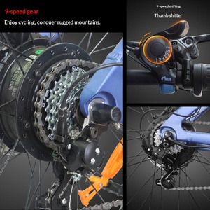 <span class=keywords><strong>Bicicleta</strong></span> Eléctrica de Montaña de 27.5 Pulgadas con Motor Central, 9 Velocidades, Carga de 120 kg, Batería de Litio de 48V 400W, Cuadro de Aleación de Aluminio, Doble Suspensión - Product Image 3