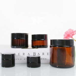 Luxury 10g 15g 20g 30g 50g 60g 100g Amber Eye Face Cream Jar Cosmetic Glass Jars with Gold Lid - Product Image 2
