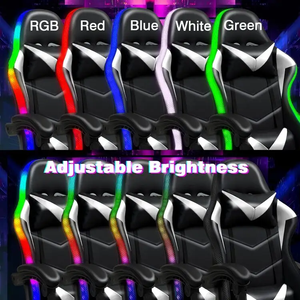 Chaise de jeu vidéo de massage, dossier haut, inclinable, chaise de joueur avec lumières LED RVB, haut-parleurs <span class=keywords><strong>Bluetooth</strong></span>, musique, chaise de jeu avec repose-pieds - Product Image 5