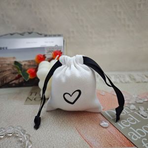 Custom Logo Printed <b>Mini</b> Cotton Twill Ring Earring Storage <b>Bag</b> Recycled Drawstring Cotton Necklace Jewelry Pouch Gift Ready - Product Image 2