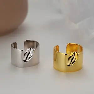 خاتم نسائي من الفضة الإسترلينية 925 من Rainbowking, خاتم نسائي من الفضة الإسترلينية لامعة بتصميم عصري وحجم كبير ، خواتم ذهبية بتصميم أنيق للنساء