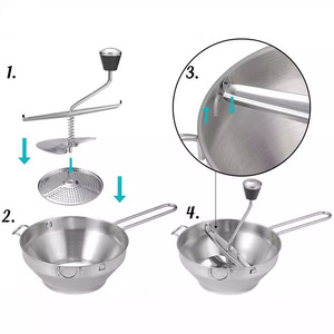 Yongli en acier inoxydable 3-Grind poignée de fraisage bol de moulin rotatif pour sauce tomate purée purée de pommes de terre confitures-matière plastique - Product Image 5
