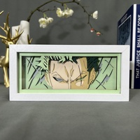 Lampe en papier découpé Anime Pirate King, cadre photo en papier 3D, décoration de table, lampe de nuit Luffy, lampe de chevet Zorro pour chambre à coucher