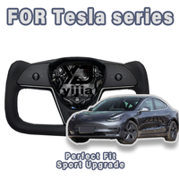 Nouveau volant en cuir JINGDA Tesla Model 3 modifié, style Yoke, avec surpiqûres, 4 branches, 2017-2019, accessoires chauffants améliorés