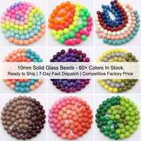 En Stock: Cuentas de Vidrio Sólido de 10mm, Colores Pastel Macaron, Cuentas Redondas Sueltas para Fabricación de Joyería DIY, Pulseras y Hilos, Venta al Por Mayor