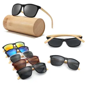 Oversize Square Women Outdoor Shades UV400 Natural Bamboo Sunglasses Trendy Handmade Sun Glasses