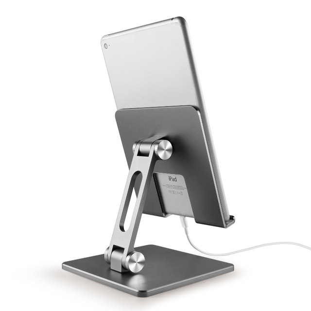 Universal Desk Tablet Stand Metal Folding Folding Tablet Display Holder Ipad Support Cellphone Rack Gray Silver