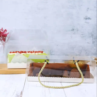 Récipient à pâtisserie simple transparent en plastique Boîte à gâteaux Boîte à desserts rectangulaire avec poignée
