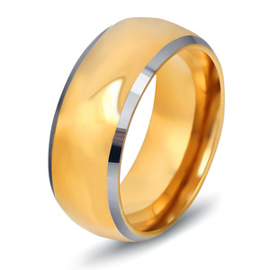 แหวนสแตนเลสสตีลสองสี 18K ทอง 8 มม. สำหรับผู้ชาย สวมใส่ได้ทุกวัน ดีไซน์เรขาคณิต - Product Image 1