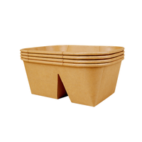 Boîtes rigides en carton ondulé kraft à double compartiment, écologiques, à usage unique, de forme oblongue, imprimées en flexographie, pour repas séparés