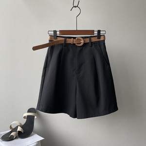 Vente en gros de shorts en polyester pour femmes taille haute avec logo personnalisé avec poche pantalon <span class=keywords><strong>court</strong></span> décontracté respirant à jambes larges pour femmes - Product Image 5