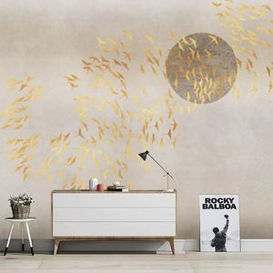 Papier peint mural 3D personnalisé pour restaurant, motif <span class=keywords><strong>plumes</strong></span> et <span class=keywords><strong>oiseaux</strong></span> pour fond mural et plafond, style moderne et luxueux, imperméable - Product Image 2