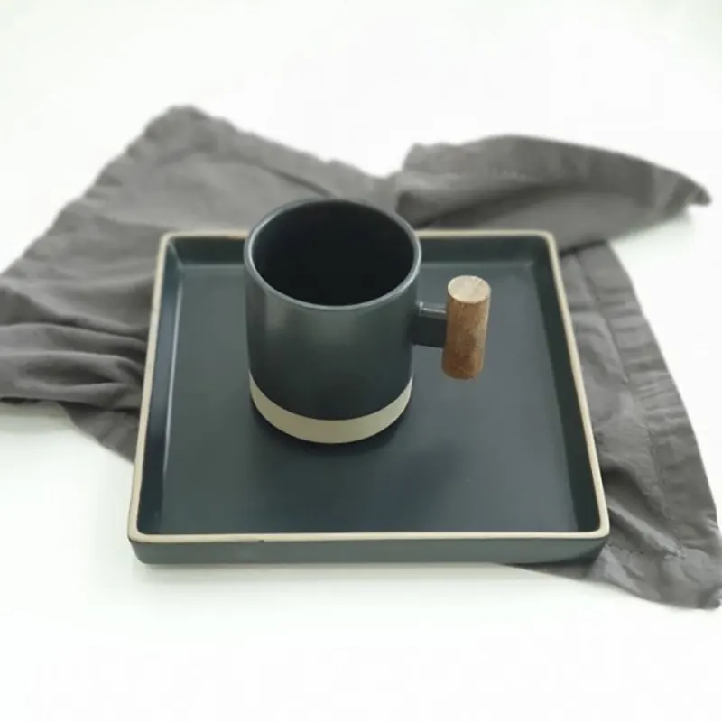 ceramic porcelain mugs plates green brown korea style cups set dinnerware set plate bowl mug with cover lid