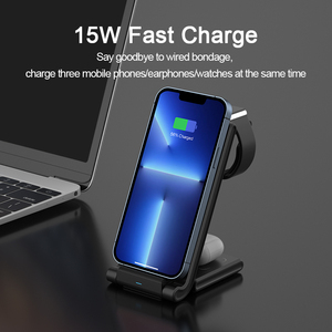Chargeurs sans fil pour iphone 14 13 Pro Max 15W Chargement sans fil magnétique puissant pour <span class=keywords><strong>Apple</strong></span> <span class=keywords><strong>Watch</strong></span> <span class=keywords><strong>SE</strong></span> 8 <span class=keywords><strong>Chargeur</strong></span> sans fil 3 In1 - Product Image 3
