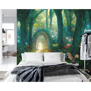 Fondos de pantalla de Naturaleza y paisaje, <span class=keywords><strong>bosque</strong></span> mágico de cuento de hadas <span class=keywords><strong>en</strong></span> <span class=keywords><strong>la</strong></span> <span class=keywords><strong>noche</strong></span>, Mural fácil de instalar, decoración de pared extraíble - Product Image 6