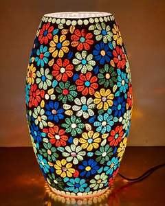 โคมไฟโมเสคเกรดพรีเมียม ลายดอกไม้หลากสี ดีไซน์งานฝีมือ โคมไฟโมเสคสำหรับขาย - Product Image 2