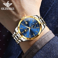 Montre automatique de luxe pour homme 3292, verre minéral d'origine Hangzhou, étanche 5 ATM, calendrier, phase de lune, aiguilles, acier inoxydable