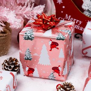 Christmas Reversible Wrapping Paper Pink Metallic Santa Tree Snowfield Design 17x33 Feet 46.8 Sq Ft Recyclable - Product Image 5