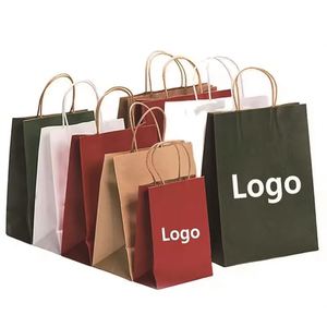 Bolsa de Papel Kraft Ecológica Personalizada con Asa, para Comida para Llevar de Restaurante, Laminación, Impresión Digital, Asa Blanca - Product Image 1