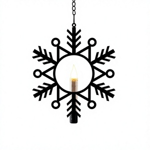 Snowflake Iron Metal <b>Hanging</b> <b>Tea</b> <b>Light</b> Candle <b>Holders</b> With Black Finished For Home Christmas Decoration - Product Image 1