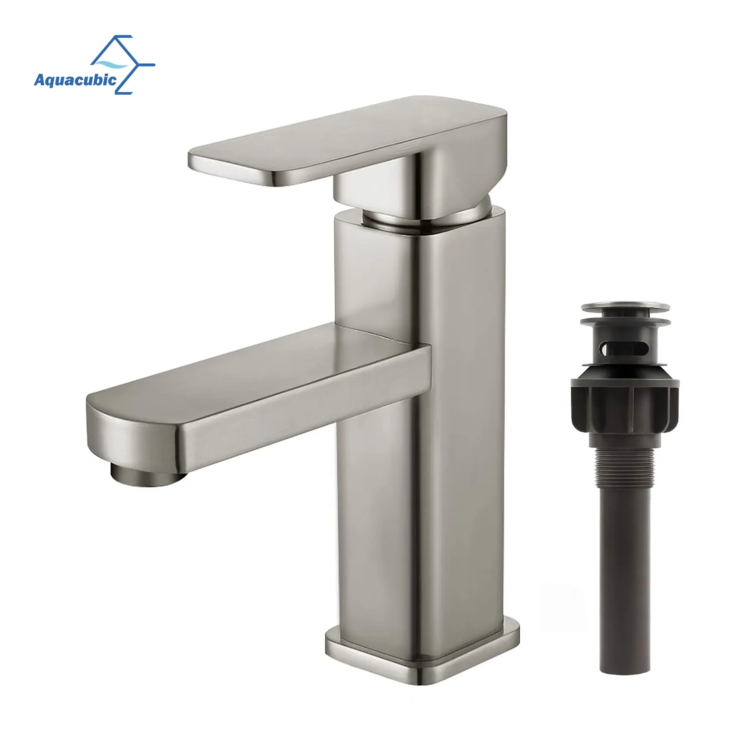 Modern Design Bathroom Faucet Nickel Brushed Surface Single Hole Bathroom Sink Faucet In Stock