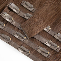 Extensions de cheveux naturels à clipser en PU, invisibles, fines, vierges, lisses, ondulées, double épaisseur, blond miel
