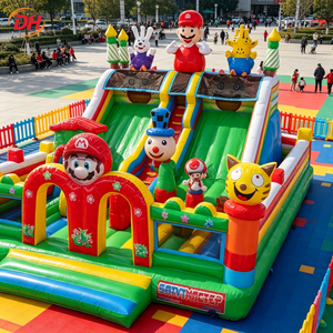 Commercial PVC Outdoor <strong>Inflatable</strong> Fun City Cartoon Theme Bouncy <strong>Bed</strong> Jumping Super Mario Bouncy Castle with Dry Slide for Sale - Product Image 1