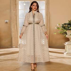 Mode Multi Color Metallic Blad Print Open Abaya 2025 Nieuwe Moslim Midden-Oost Islamitische Luxe Gewaad Voor Vrouwen - Product Image 3