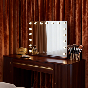 Miroir de maquillage de style Art Déco avec éclairage LED tricolore à intensité variable, commande tactile, lumière de vanité pour chambre à coucher et coiffeuse - Product Image 1