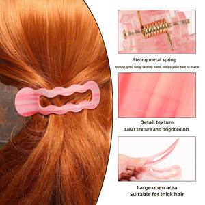 Barrette à cheveux en plastique Goreisi, style européen et américain, design géométrique, simple, pour cheveux rebelles, frange latérale, usage quotidien - Product Image 2