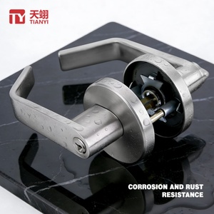 304 Stainless Steel Tubular Lever Lockset Iron Key 60-70mm Adjustable Tubular <b>Latch</b> Handle Security <b>Lock</b> for Kitchen Furniture - Product Image 4