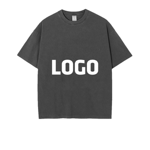 Men's Solid Color 100% Cotton 260g T shirt Washed Heavyweight Oversized T-Shirts Silk Screen Printing Anti-Pilling <b>Tshirt</b> - Product Image 1
