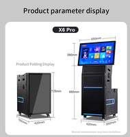 X6 PRO Enceinte avec écran, machine à karaoké portable tout-en-un, machine à karaoké professionnelle avec écran et 2 micros sans fil