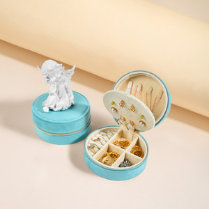 Sáng tạo xách tay dây kéo PU da mini xách tay Du lịch lưu trữ đồ trang sức hộp tròn đồ trang sức tổ chức trường hợp - Product Image 1