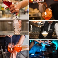 Camol Hot Seller Ensemble de shakers à cocktail en acier inoxydable 18 pièces Mélangeur à vin Cadre en bois avec accessoires de bar en pierre à whisky