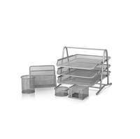 Organizador de Escritorio Metálico SAM SM2217, 5 Piezas, 3 Niveles, Bandeja para Archivos A4, Portalápices, Portapapeles, Clasificador de Cartas y Archivador, con Logotipo Personalizado