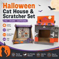 Grande Maison pour Chat Personnalisée Imprimée, Luxe Moderne, Écologique, pour Halloween, Griffoir en Carton Pliable, Emballage Carton, Marque pour Animaux de Compagnie