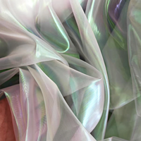 Kain Organdy Kaca Holografik Iridescent Polos, Lembut Halus untuk Rok Anak Perempuan & Kostum Panggung Grosir
