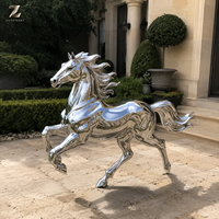 Escultura Moderna de Caballo en Acero Inoxidable, Acabado Espejo, Arte Animal Personalizado para Decoración de Entrada de Hotel o Exteriores