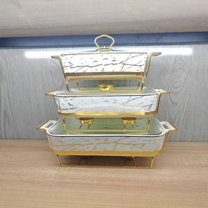 Olla Nórdica Rectangular de Cerámica con Doble Asa para Sopa, Soporte Moderno para Hotel, Plato Creativo para Hornear con Vela de Bajo Calor - Product Image 2