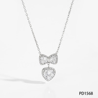 Ensemble de bijoux en acier inoxydable 304 avec pendentif en forme de cœur et zircon, collier et boucles d'oreilles scintillants en cristal, ensemble de 2 pièces pour femmes, accessoires de fête