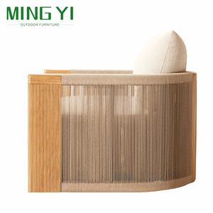 Fauteuil <span class=keywords><strong>de</strong></span> <span class=keywords><strong>salon</strong></span> d'extérieur moderne <span class=keywords><strong>de</strong></span> luxe en teck, fauteuil <span class=keywords><strong>de</strong></span> <span class=keywords><strong>jardin</strong></span> vertical tressé en corde, mobilier <span class=keywords><strong>de</strong></span> patio d'hôtel - Product Image 3